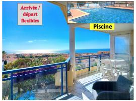 Plain-pied, terrasse, piscine, pleine vue mer, plage à 6' à pied, parking, wifi, hôtel à Fleury