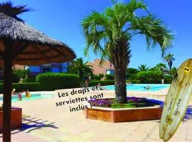 Appt T2 climatisé, climatisation neuve cette année!, Piscine, la Plage à 130m! Parking privé clos, Lave-linge, Lave-vaisselle, Draps, Linge et Ménage inclus!
