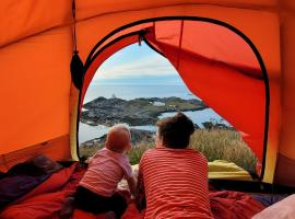 Haramsøy One Night Glamping- Island Life North- overnight stay in a tent set up in nature- Perfect to get to know Norwegian Friluftsliv- Enjoy a little glamorous adventure, hotel with parking in Haram