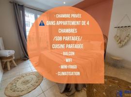 Chambre 1 René Cassinbalcon Wifi Mini-frigo TV, sewaan penginapan tepi pantai di Nice