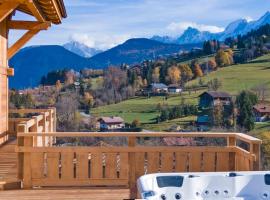 Chalet vue Mont Blanc avec jacuzzi extérieur, hotell i Combloux