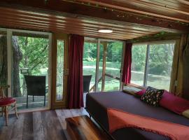 Pollinator Tiny Cabin, Ev-hot Tub-sauna-waterview, vacation home in Laurelville