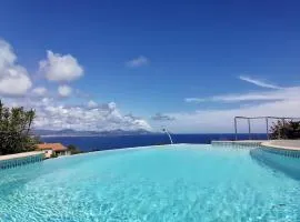 Rez de villa vue mer et sa piscine privative à débordement