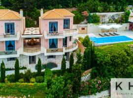 Elli's Villas complex in Petani beach! Majestic wide angle sea views along Petani beach!, hotel with parking in Vovikes