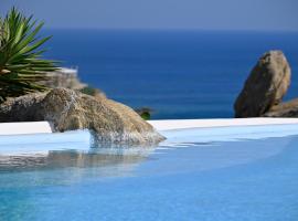 파라다이스 비치에 위치한 숙소 7 bedrooms villa at Platis Gialos 800 m away from the beach with sea view private pool and enclosed garden
