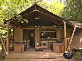Luxury Safari Tent with Hot Tub in Ancient Woodland, luxury tent in Acton Scott