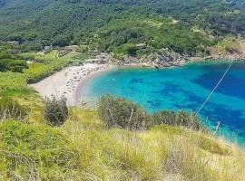Nisportino, Elba. Bilocale con patio vista mare.