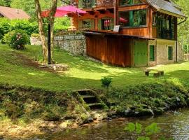 Vintage riverside house Slapnica, in the Žumberak Nature Park, finnish sauna and jacuzzi, casa de campo em Krašić