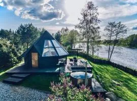 Osada Poli - Domek Panoramiczny nad Narwią z Prywatną Balią i Hydromasażem