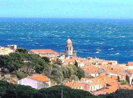 T2 au calme-vue mer et baie de Collioure-Garage, location de vacances à Collioure