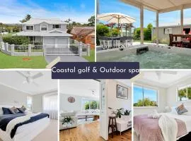Coastal golf home and outdoor spa
