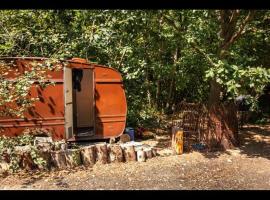 little vintage caravan with cosy log burner, camping de luxo em Canterbury