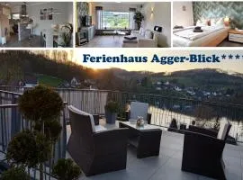 Seeblick-Ferienwohnung im "Ferienhaus Agger-Blick" mit traumhafter Sonnen-Terrasse, Sauna, E-Kamin & Kajak
