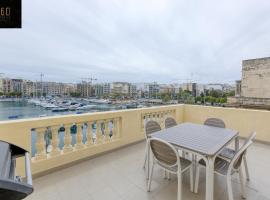 Marina VIEW APT SLPs 9 with private terrace & BBQ by 360 Estates, cheap hotel in Taʼ Xbiex