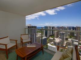 Penthouse studio with panoramic OCEAN VIEW IC44, hótel á Honolulu