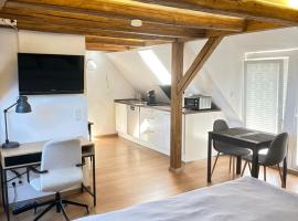 1 Zimmer Wohnung DG mit Klimaanlage und kleinen Balkon, cheap hotel in Oedheim