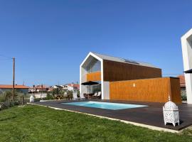 Modern barn house in countryside, cheap hotel in Murtosa