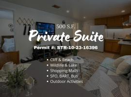9AM Check-in Coastal Getaway - Luxe Suite near Cliff, Lake & Local Shops, holiday rental in Daly City