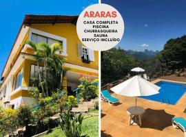 Casa em Araras: Piscina, sauna e serviço incluído!, hôtel à Petrópolis