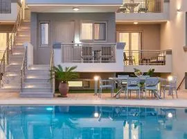 Modern Family apartment Ewa with pool, dining area on Crete coast