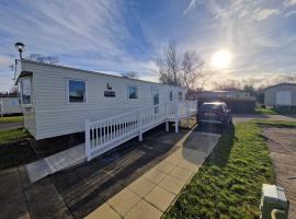 Sea view Caravan with terrace Own Parking, resort village in Port Seton