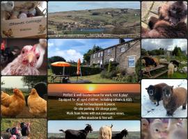 Stones Cottage Farm, nr Haworth, family friendly, work friendly, gaming room, crafting, free wifi, free parking, EV point, holiday home in Oxenhope