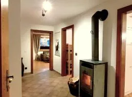 LECHUFER, 80m2, Haushälfte mit privatem Eingang, Kaminofen, Terrasse, Garten