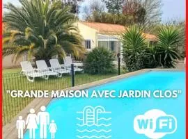 "VILLA DUPUY" Maison au calme de 124 m2, avec jardin clos et arboré, 8 personnes, piscine bois hors sol privative