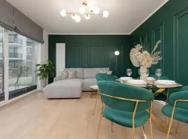 Dark Green Apartment with Furnished Garden and Parking in Warsaw by Renters