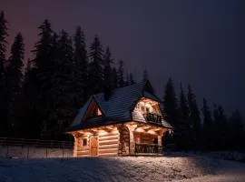 Legenda Lasu - drewniany domek w górach, przy stoku narciarskim Kotelnica, Białka Tatrzańska, w pobliżu Term Bania