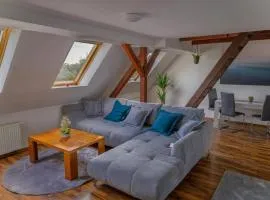 Aura - LutherApartment -2 Zimmer, 2 Einzelbetten, 1 Doppelbett, große Couch, Küche, Balkon, Waschmaschine