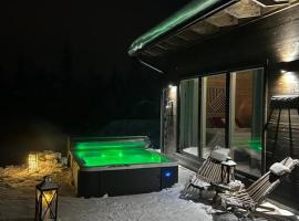 Log house with sauna&jacuzzi!，羅瓦涅米的有停車位的飯店