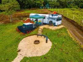 Bus Hotel with HotTube in the middle of mountain