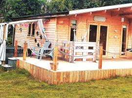 Luxury log cabin with wood fired hot tub, בקתה במוביל