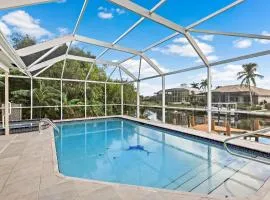 W exposure waterfront home with pool, spa and dock