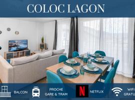 Viesnīca COLOC LAGON - Belle Colocation haut de gamme de 3 chambres / Proche Gare / Parking gratuit / Balcon / Wifi & Netflix pilsētā Villagrāna