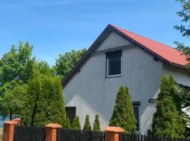 Dom z kominkiem nad jeziorem w Przybrodzinie