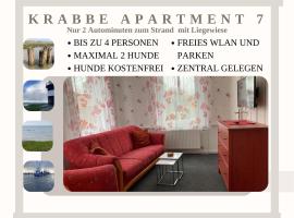Krabbe Apartment 7 mit Balkon an der Nordsee, 2 Schlafzimmer, 2 Hunde kostenfrei willkommen, zentral gelegen, am Elbe-Weser Radweg, отель в городе Времен