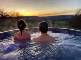 Spa nordique avec vue sur la campagne，Saint-Paul-Lizonne的度假屋