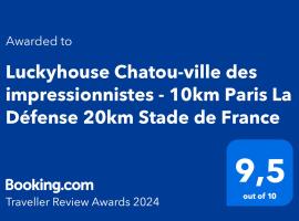 Luckyhouse Chatou-ville des impressionnistes - 10km Paris La Défense 20km Stade de France, hotel med parkering i Chatou