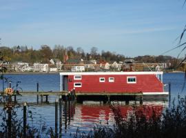 Hausboot Flying Dutchman mit Dachterrasse in Schleswig am Ostseefjord Schlei，石勒蘇益格的船屋