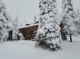 Tunnelmallinen kelohonkamökki (paritalon puolikas) Rukalla