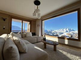 Alpe d'Huez Houses - Panoramique 4 chambres, sur piste avec piscine, hotell i Huez