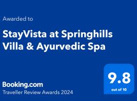 StayVista at Springhills Villa & Ayurvedic Spa, cabaña o casa de campo en Kochi