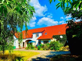 Top-moderne Ferienwohnung auf früherem wunderschönen Bauernhof im Elbe-Elster-Kreis in Süd-Brandenburg, hotel económico en Schönewalde