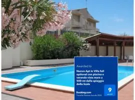 Nuovo Apt in Villa full optional con piscina e veranda vista mare a 500 mt dalla spiaggia della Scala