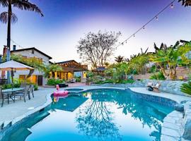Resort style back yard heated pool and spa, villa i Encinitas
