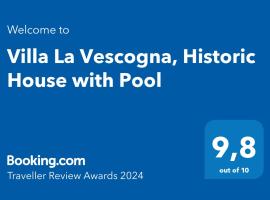 Villa La Vescogna, Historic House with Pool, goedkoop hotel in Calco