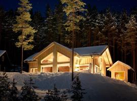 Moderne hytte met eindeloos uitzicht en een sauna, golf hotel in Vradal