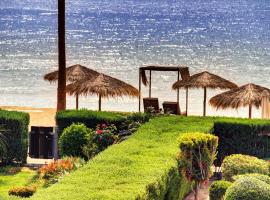 Luxury Beachfront Villa with Private Pool, Yoga & Sea Adventures, chata v Larnake